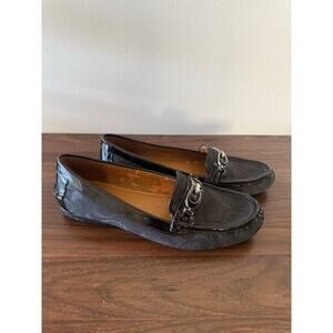 Coach New York Black Signature Print Fortunata Loafer Canvas Leather Horse Bit 8